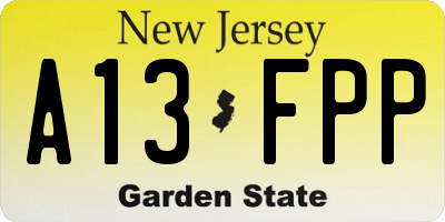 NJ license plate A13FPP