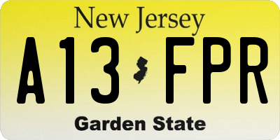 NJ license plate A13FPR