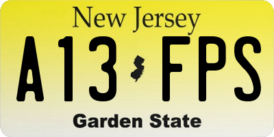 NJ license plate A13FPS
