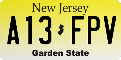 NJ license plate A13FPV