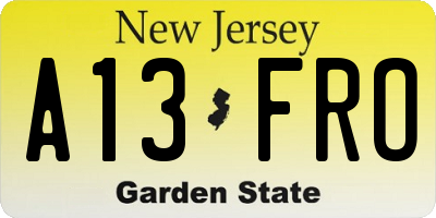 NJ license plate A13FRO