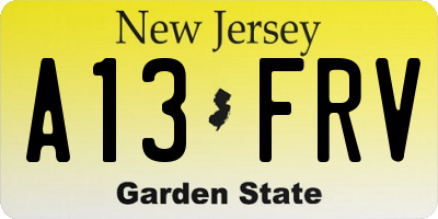 NJ license plate A13FRV