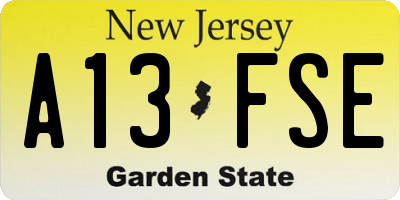 NJ license plate A13FSE