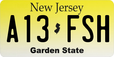 NJ license plate A13FSH