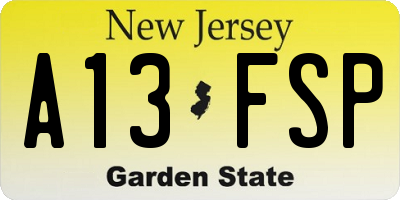 NJ license plate A13FSP