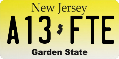 NJ license plate A13FTE