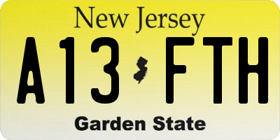 NJ license plate A13FTH