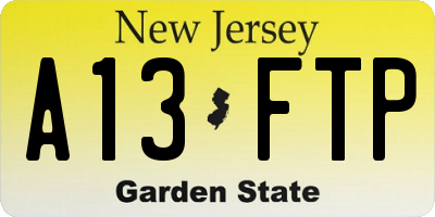 NJ license plate A13FTP