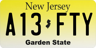 NJ license plate A13FTY