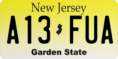 NJ license plate A13FUA