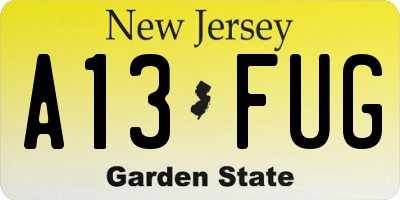 NJ license plate A13FUG