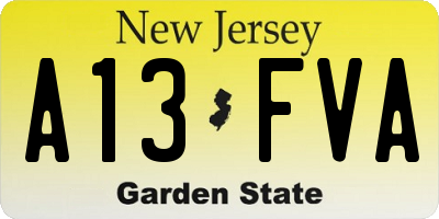 NJ license plate A13FVA