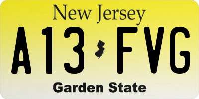 NJ license plate A13FVG