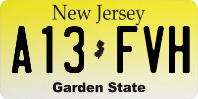 NJ license plate A13FVH