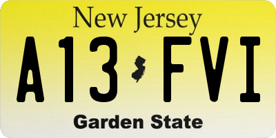 NJ license plate A13FVI