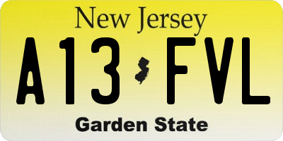 NJ license plate A13FVL