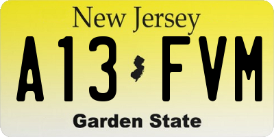 NJ license plate A13FVM