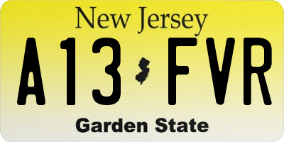 NJ license plate A13FVR