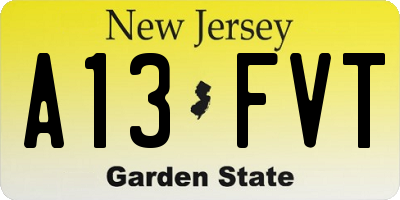 NJ license plate A13FVT