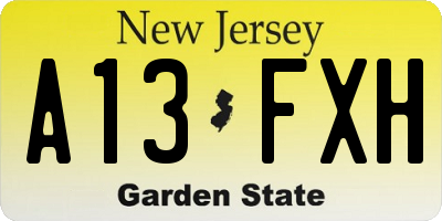 NJ license plate A13FXH