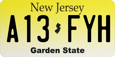 NJ license plate A13FYH