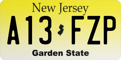 NJ license plate A13FZP