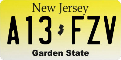 NJ license plate A13FZV