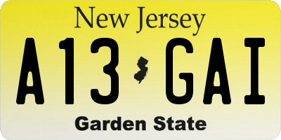 NJ license plate A13GAI