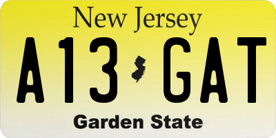 NJ license plate A13GAT