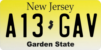 NJ license plate A13GAV