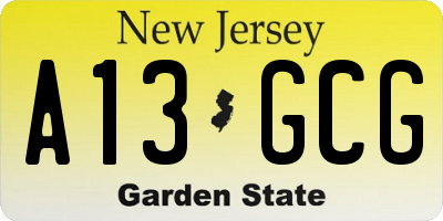 NJ license plate A13GCG