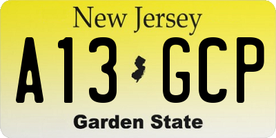 NJ license plate A13GCP