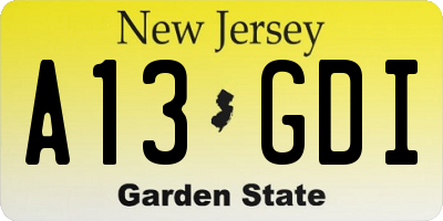 NJ license plate A13GDI