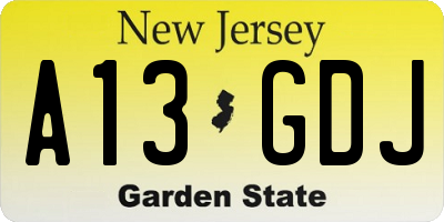 NJ license plate A13GDJ