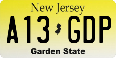 NJ license plate A13GDP