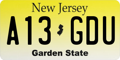NJ license plate A13GDU