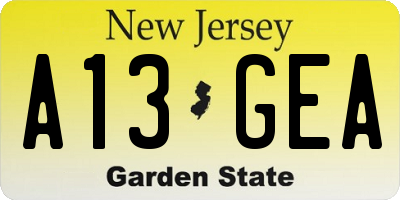NJ license plate A13GEA