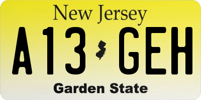 NJ license plate A13GEH
