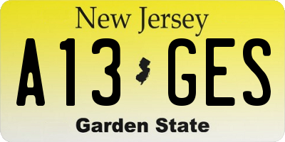 NJ license plate A13GES