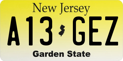 NJ license plate A13GEZ