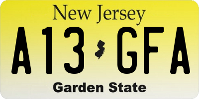 NJ license plate A13GFA