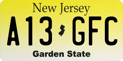 NJ license plate A13GFC