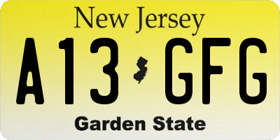 NJ license plate A13GFG