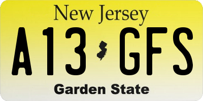 NJ license plate A13GFS