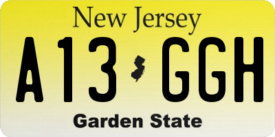 NJ license plate A13GGH