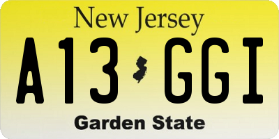 NJ license plate A13GGI