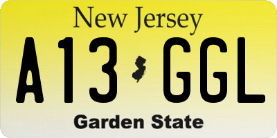 NJ license plate A13GGL