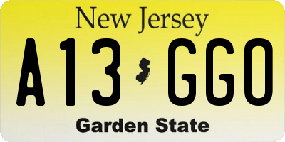 NJ license plate A13GGO