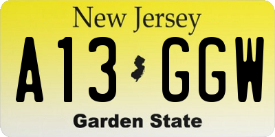 NJ license plate A13GGW