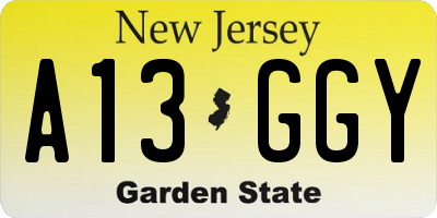 NJ license plate A13GGY